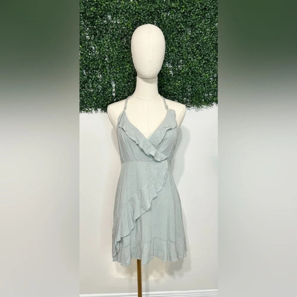 Lulus Dresses & Skirts - Lulus Twist and Twirl Dusty Sage Faux Wrap Dress Size Medium
